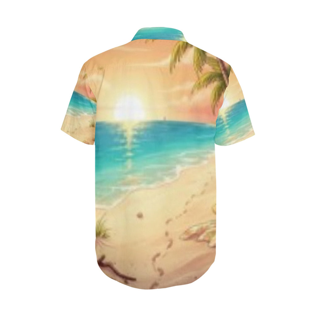 Sunshine Palm Beach Men's Short Sleeve Shirt With Lapel Collar (Model T54)