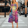 Floral Women's Strapless Waist-Cinched Flowy Maxi Dress