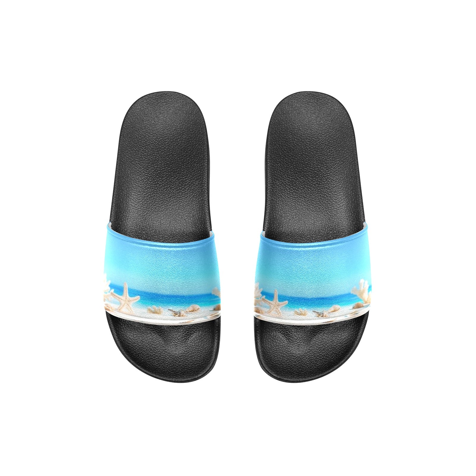 Kid's Landscape with Seashells on Tropical Beach -Slide Sandals(Model 057)