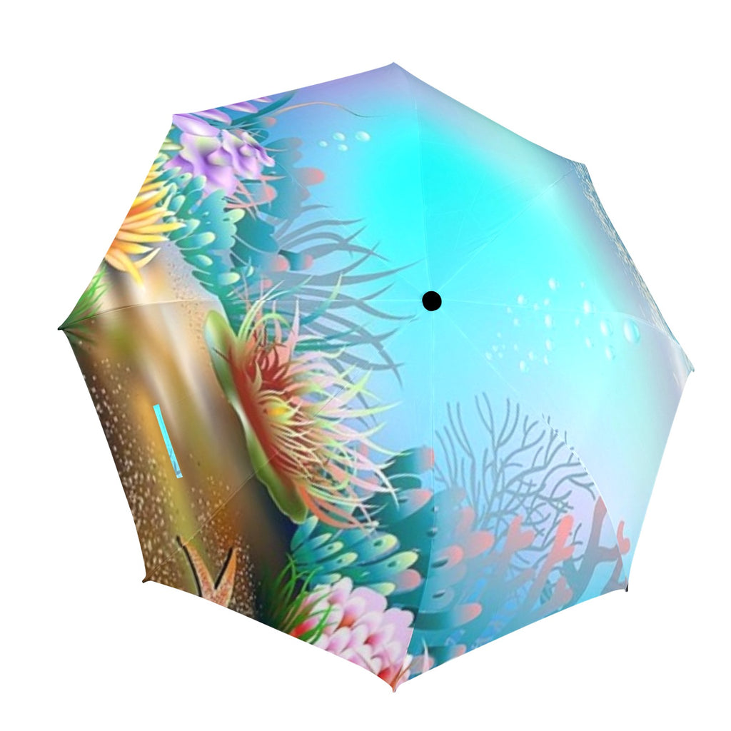 Underwater Scene Umbrella Semi-Automatic Foldable Umbrella (Model U12)