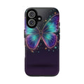 Compatible with iPhone 16 Neon Purple Teal Butterfly Phone Case | Tough Case