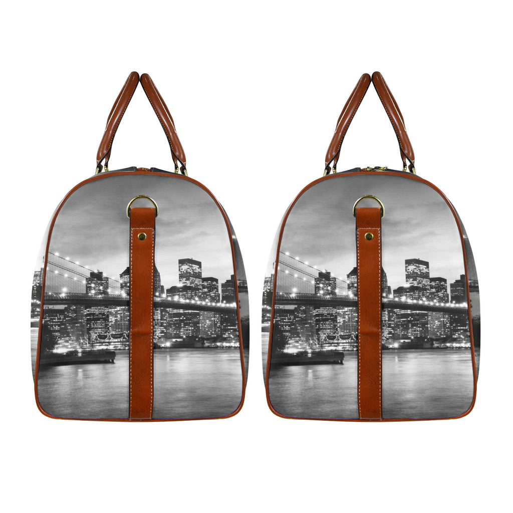 Brooklyn Bridge and Manhattan at  New York  Custom Travel Bag-Large (Brown Long Patch) (Model 1736)