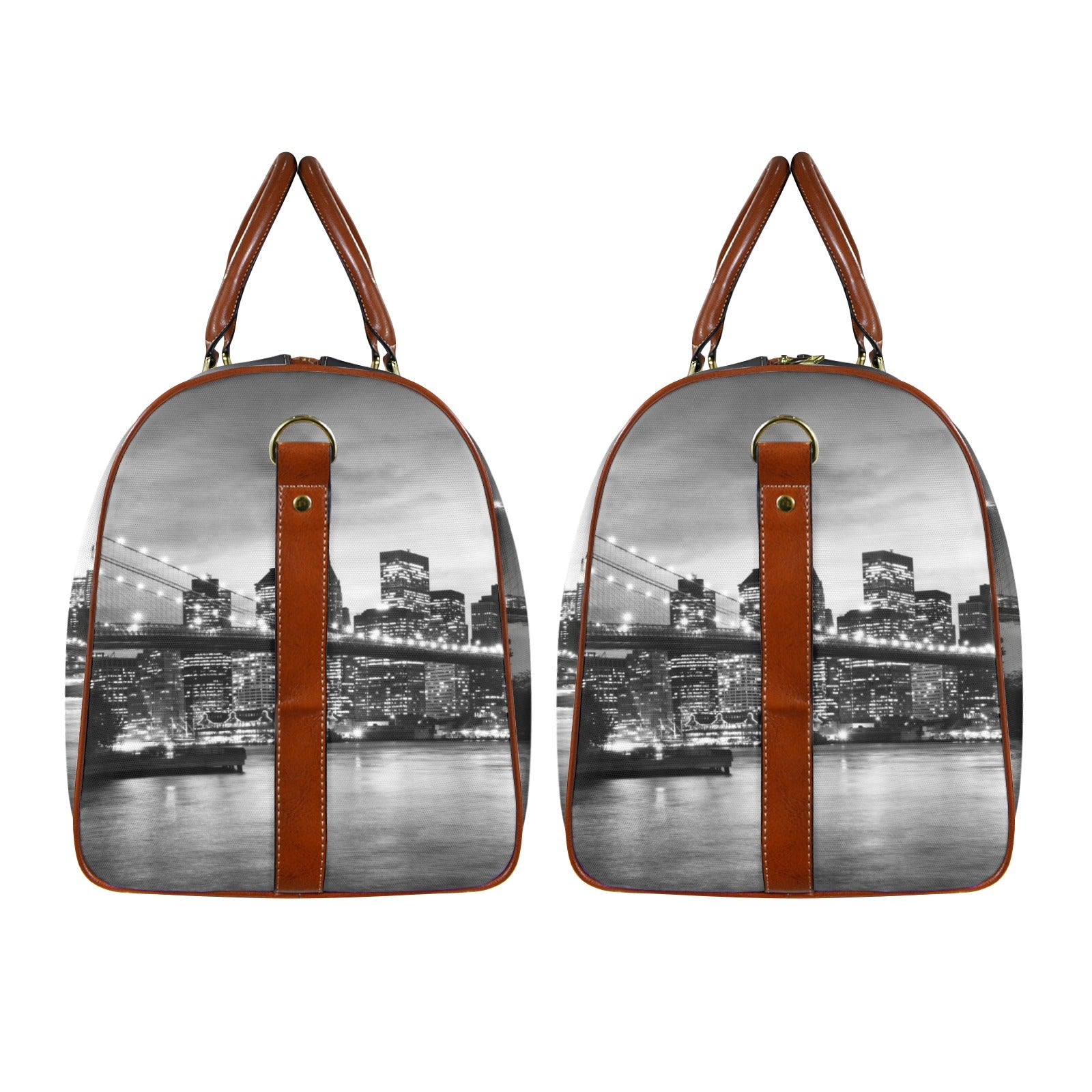 Brooklyn Bridge and Manhattan at  New York  Custom Travel Bag-Large (Brown Long Patch) (Model 1736)