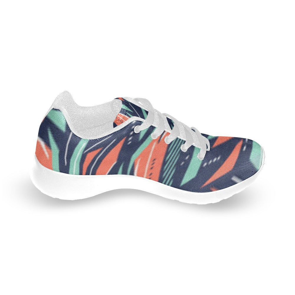 Vibrant Abstract Pattern Women's Lightweight Sneakers –  (White)
