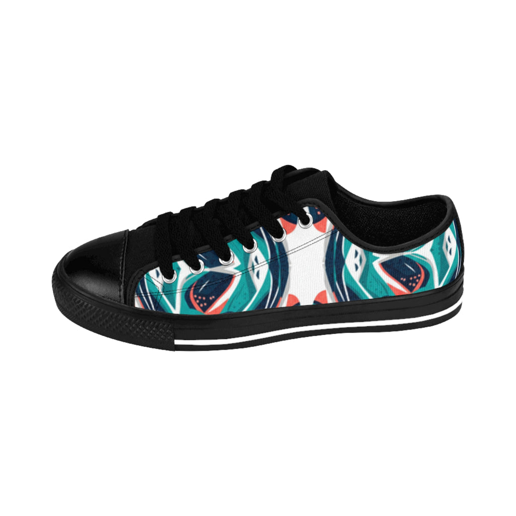 Abstract Teal Floral Sneakers | Women's Sneakers
