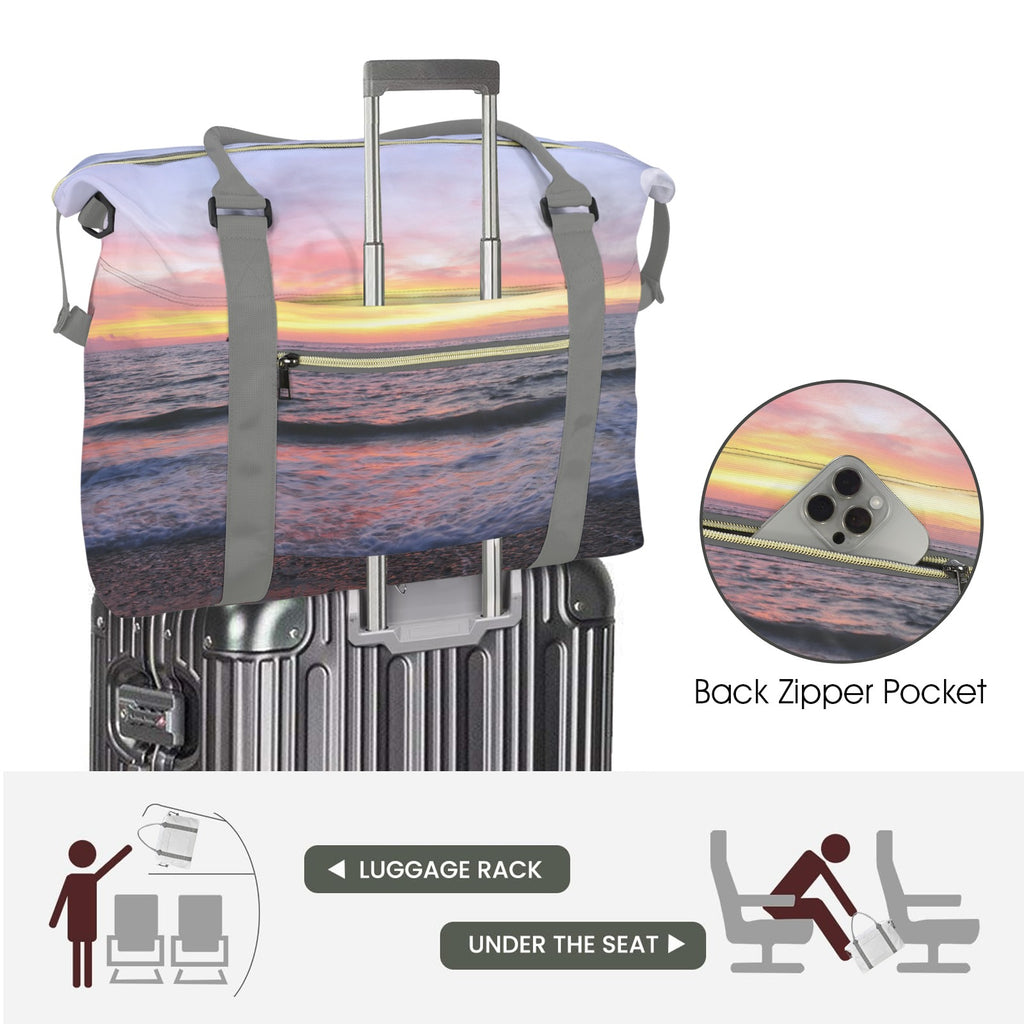 Tropical Sunset-Sea Ocean Large Travel Bag with Trolley Sleeve (Model 1715)