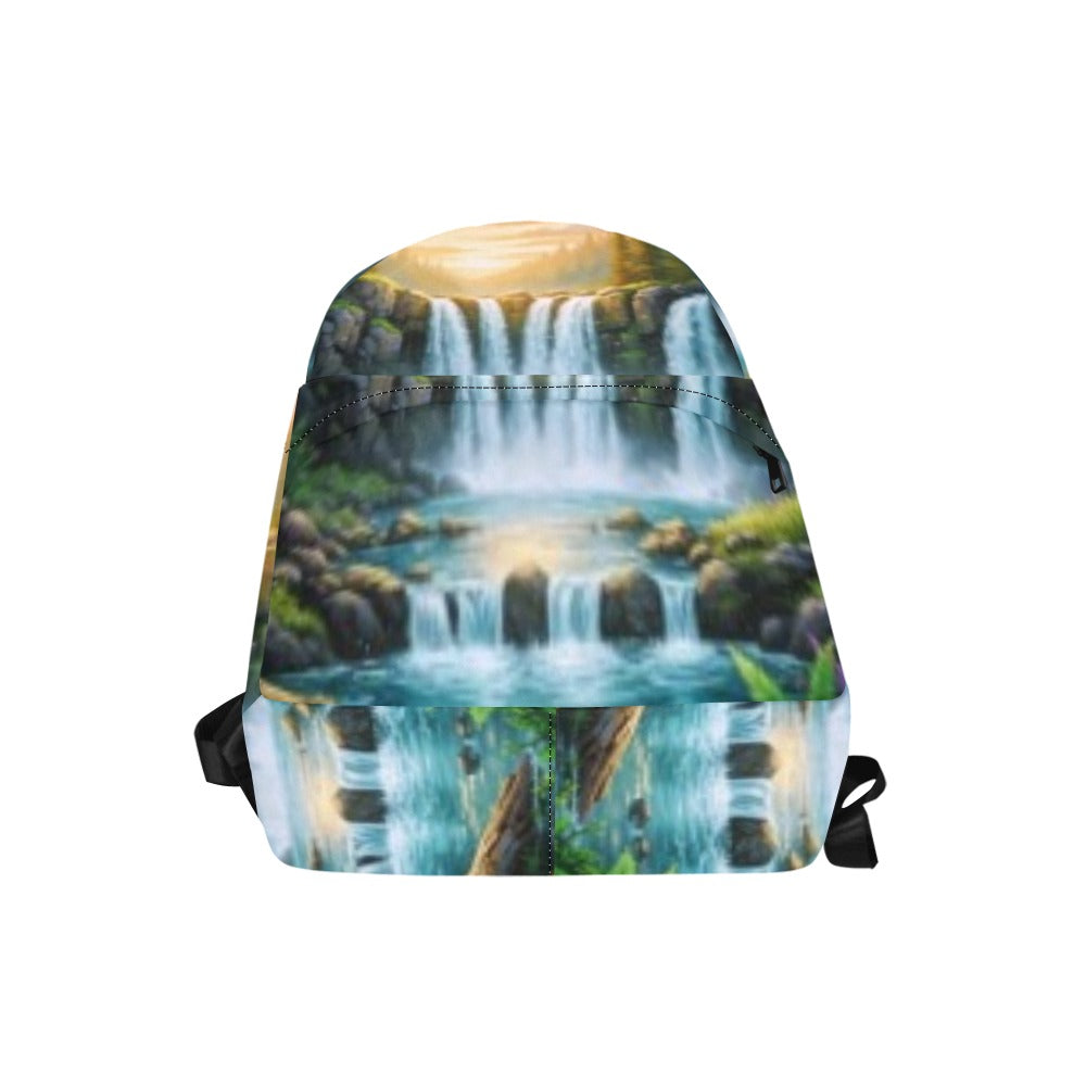 Sunset Waterfall Unisex Nylon Backpack (Model 1673)