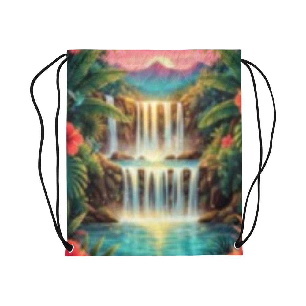 Waterfall Forest Drawstring Bag (Model 1604) (Large)