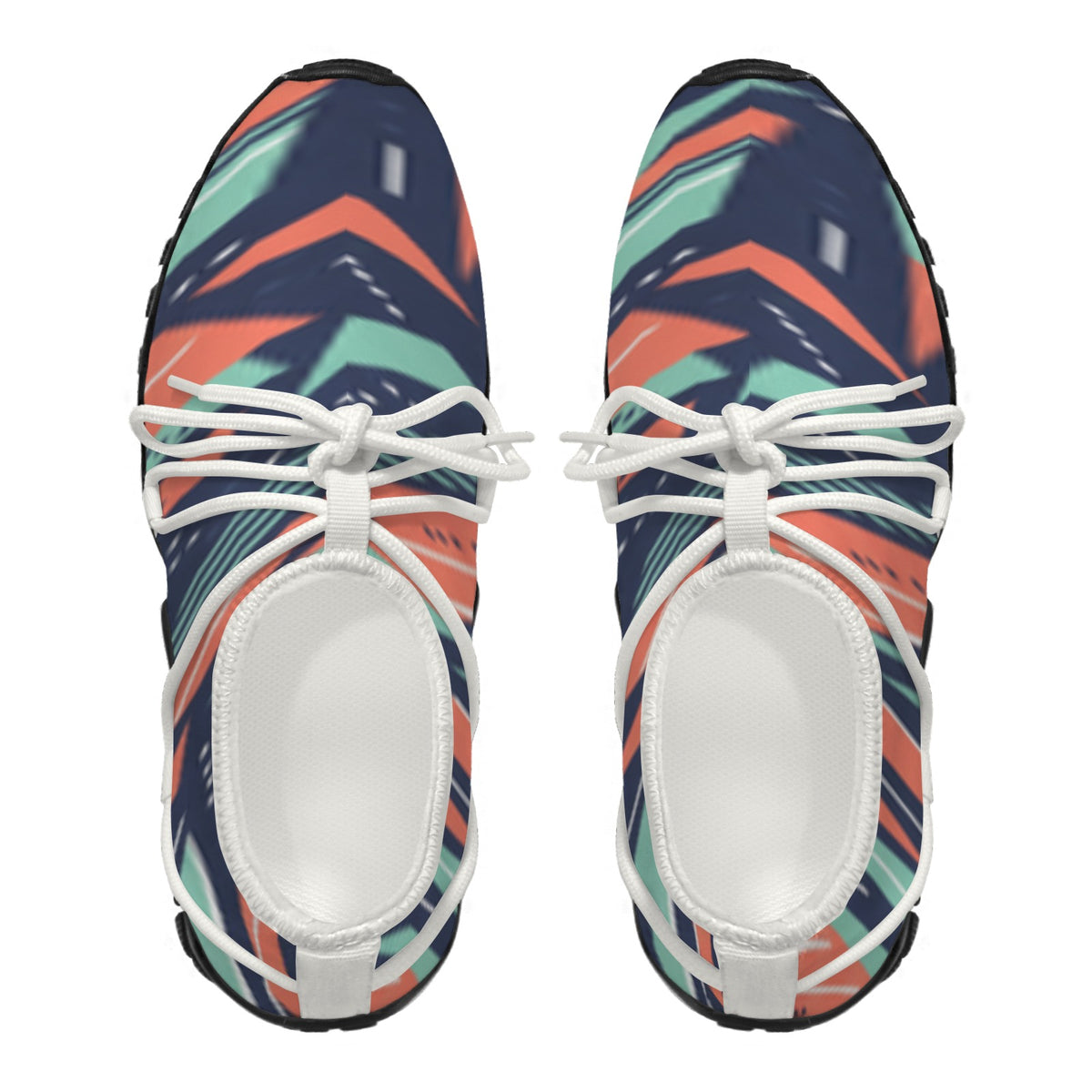 Women's Custom Print Fitness Shoes with Shoelaces – (White)