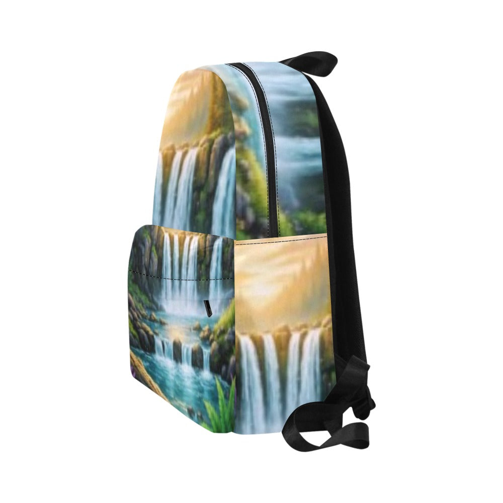 Sunset Waterfall Unisex Nylon Backpack (Model 1673)