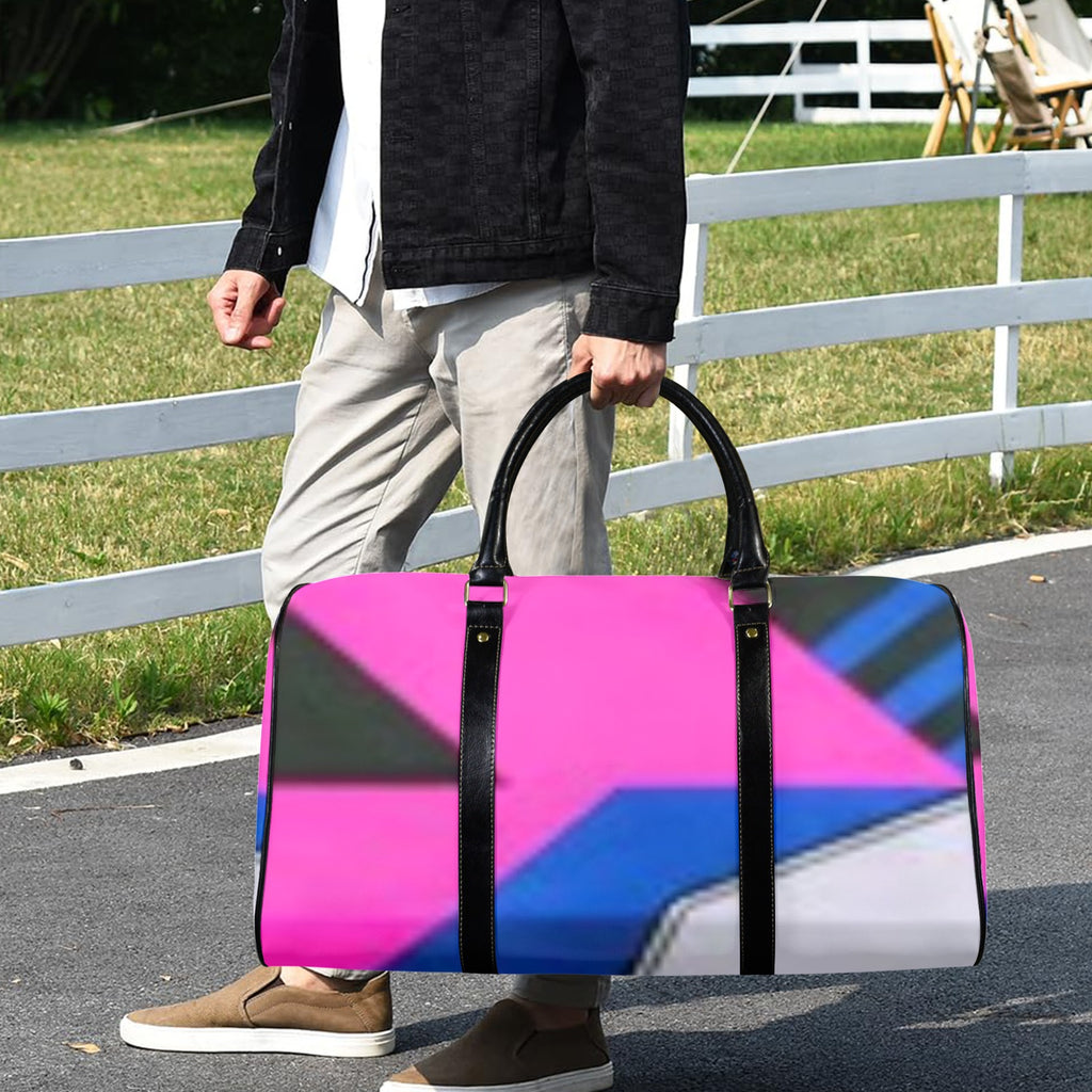 Large Multi-Color Custom Travel Bag-Large (Black Long Patch)(Model 1734)