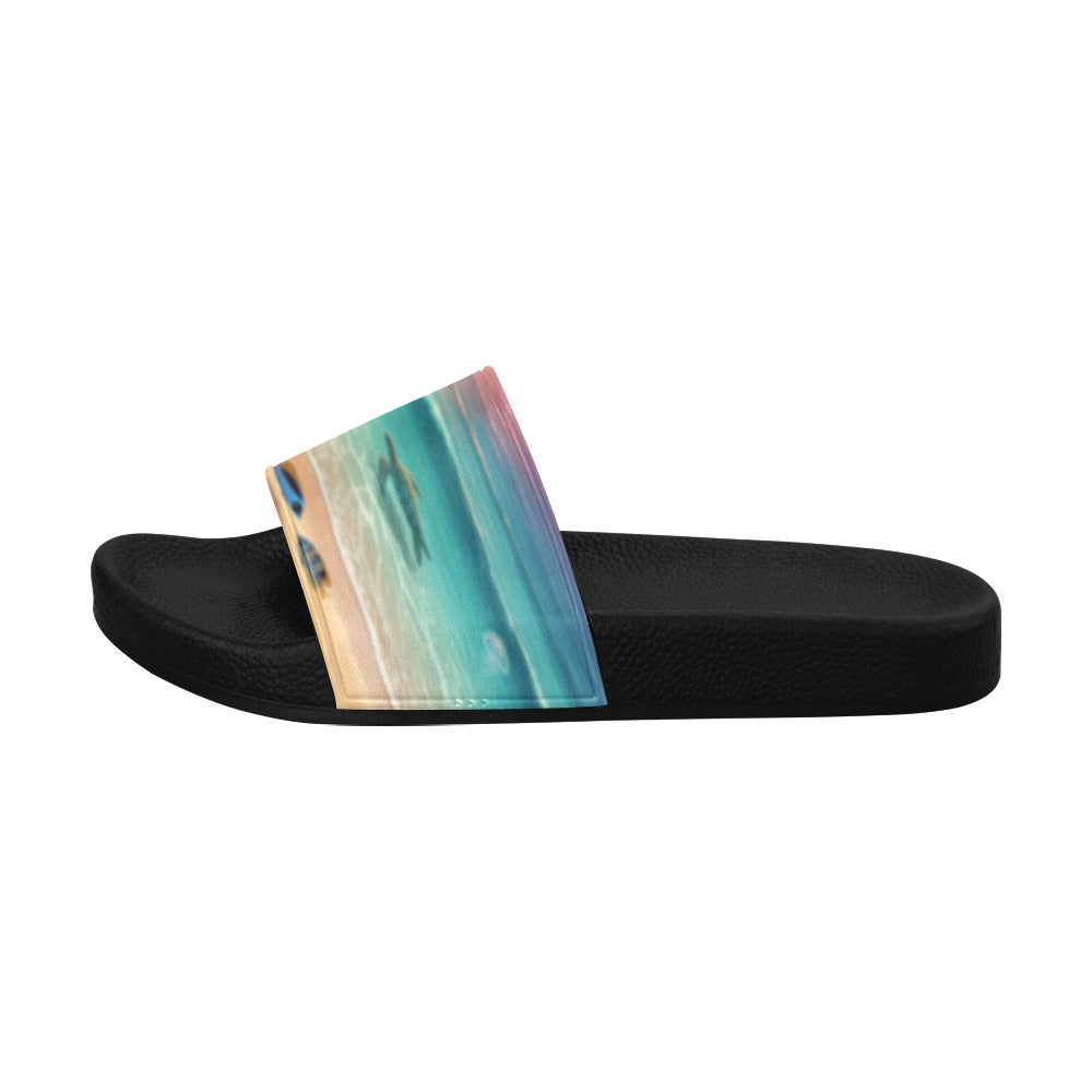 Men's Ocean Fish and Turtle Slide Sandals(Model 057)
