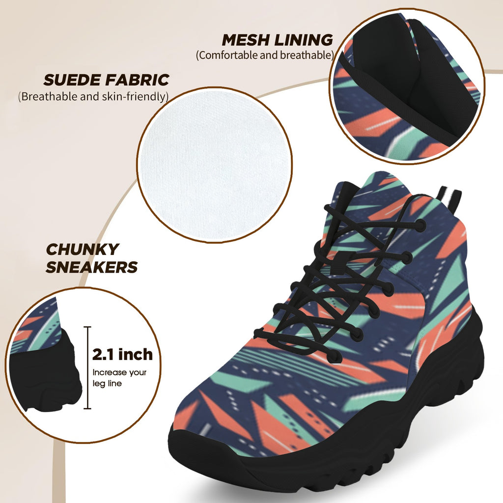 Men's High-Top Outdoor Chunky Sneakers – (Black)