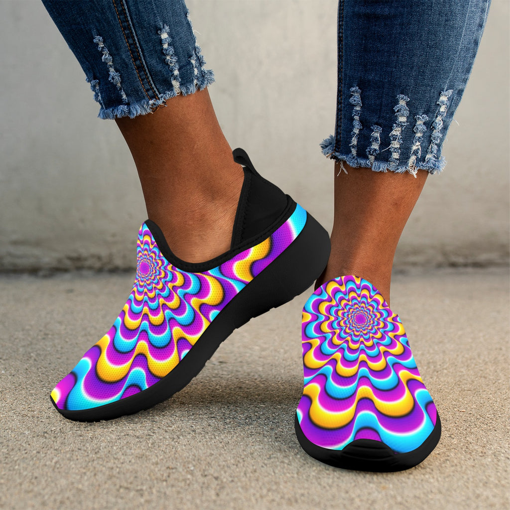 Colorful Dazzling  Fly Weave Sneakers Drop-in-Heel for Women(Model 02002)