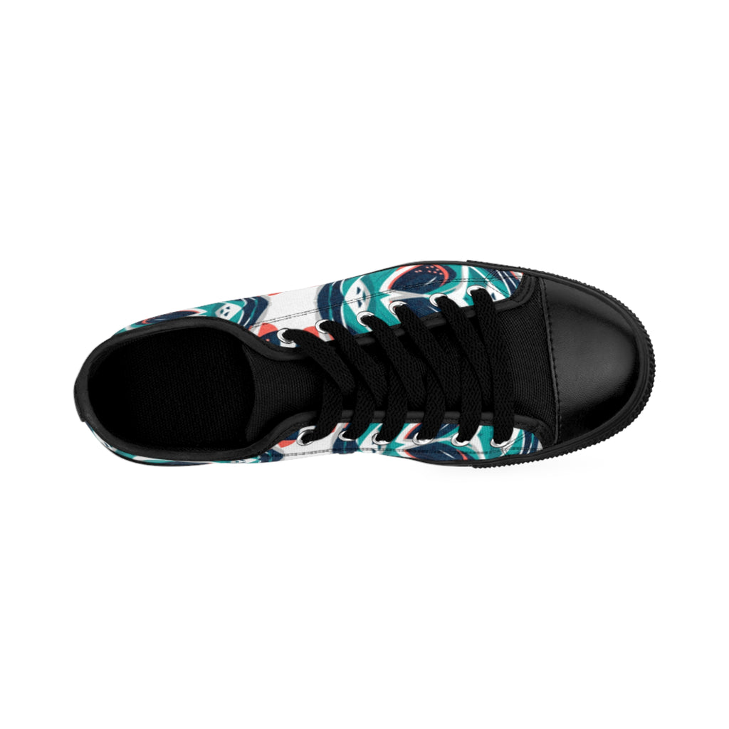 Abstract Teal Floral Sneakers | Women's Sneakers