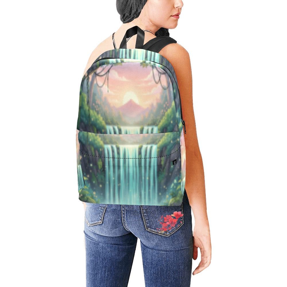 Waterfall forest Unisex Nylon Backpack (Model 1673)