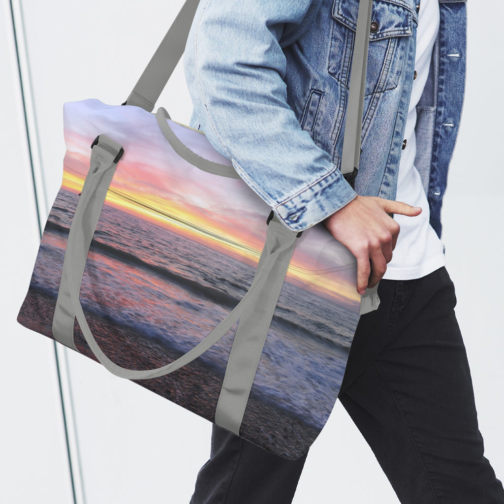 Tropical Sunset-Sea Ocean Large Travel Bag with Trolley Sleeve (Model 1715)
