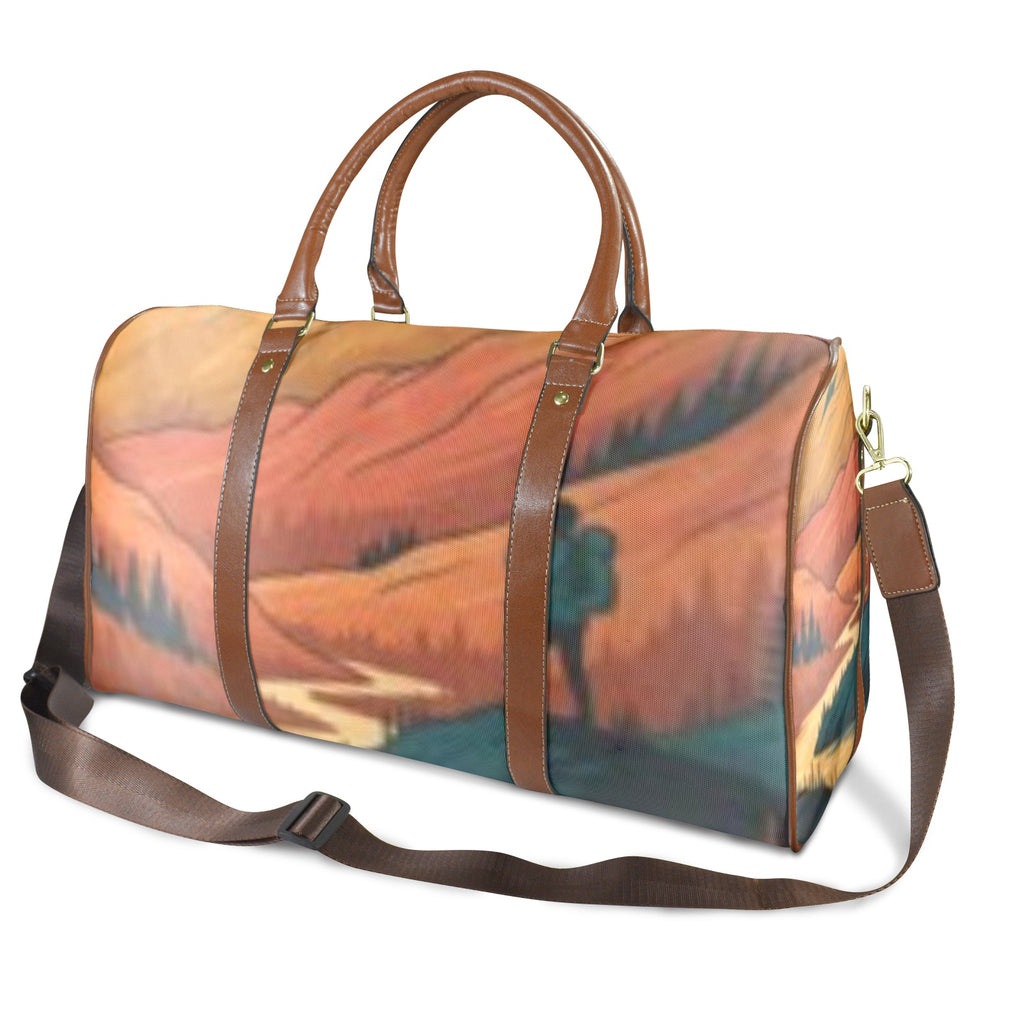 Geometric Arrow Burst Custom Travel Bag-Large (Brown Long Patch) (Model 1736)