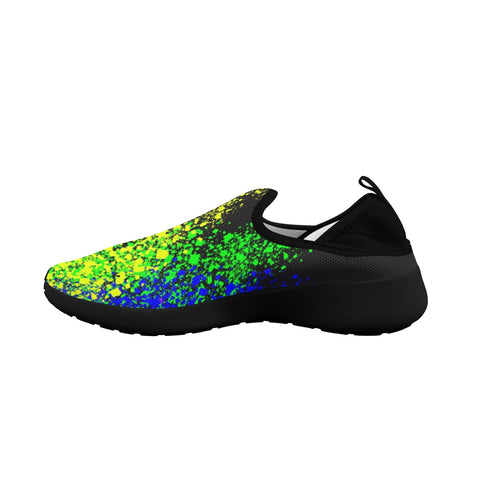 Abstract Rainbow Art Fly Weave Sneakers Drop-in-Heel for Women(Model 02002)