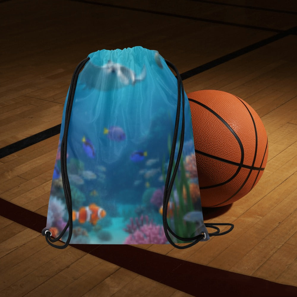 Ocean Fish Drawstring Bag (Model 1604) (Large)