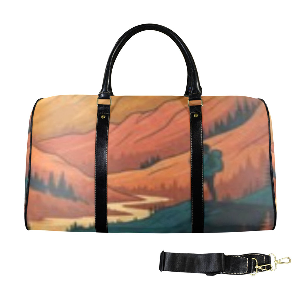 Large Geometric Arrow Burst Custom Travel Bag (Black Long Patch)(Model 1734)