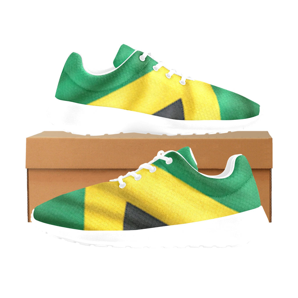 Men's Jamaican Flag Athletic Sneakers – White
