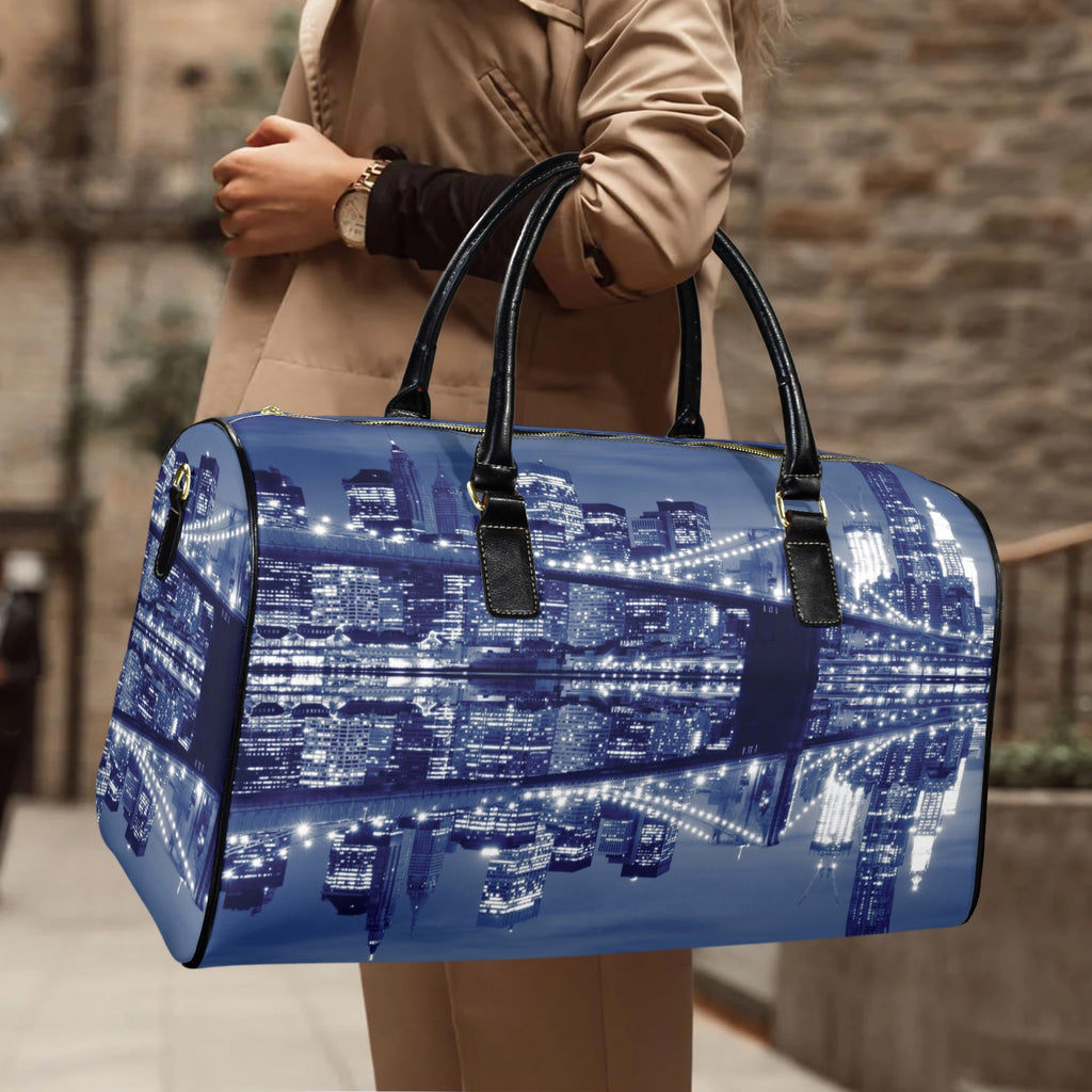 New York Cityscape - Taken Custom Travel Bag-Large (Black Short Patch)(Model 1735)