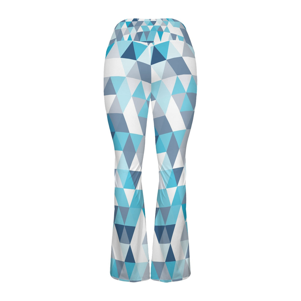 Women's V-Crossover High Waisted Flare Leggings Abstract Seamless pattern of triangles.