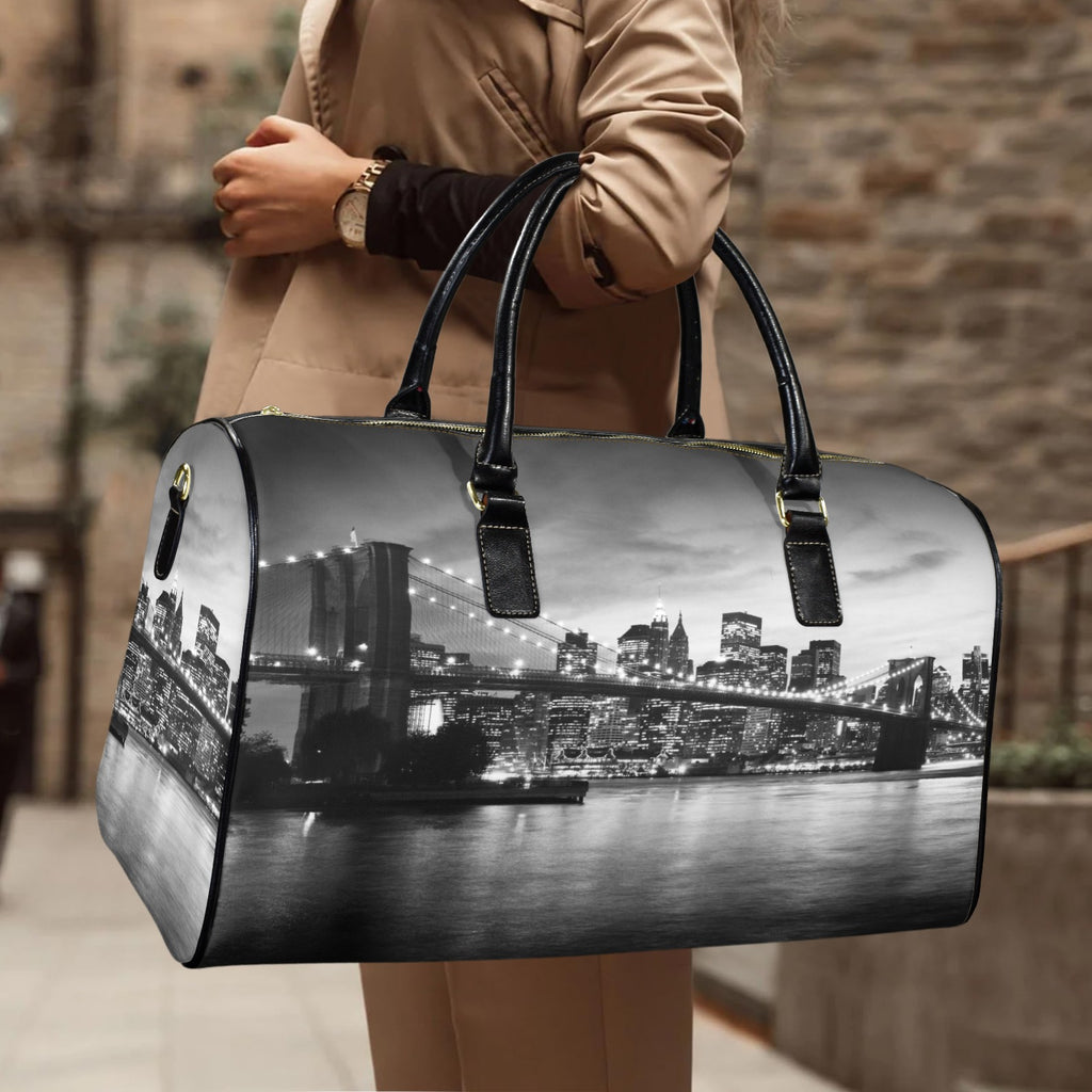 Amazing New York Cityscape - Custom Travel Bag-Large (Black Short Patch)(Model 1735)