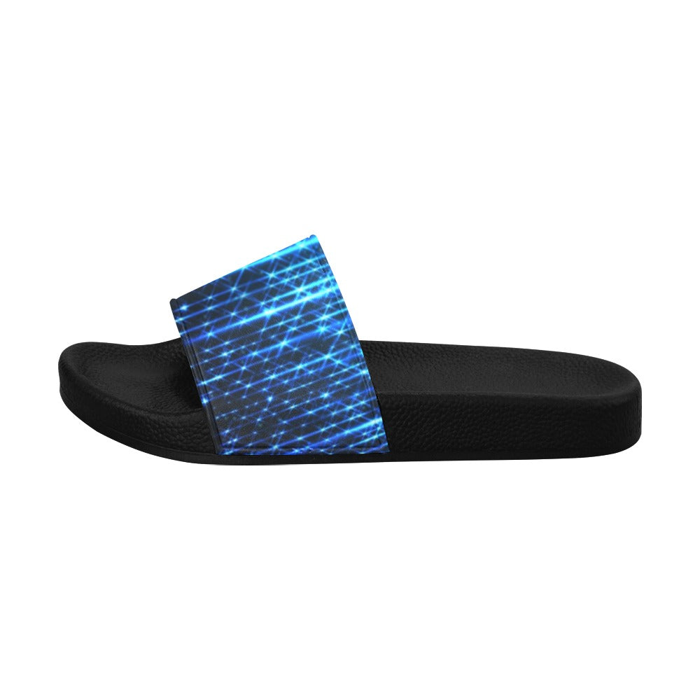 Women's Bright Neon Stripes of Light Slide Sandals(M057)