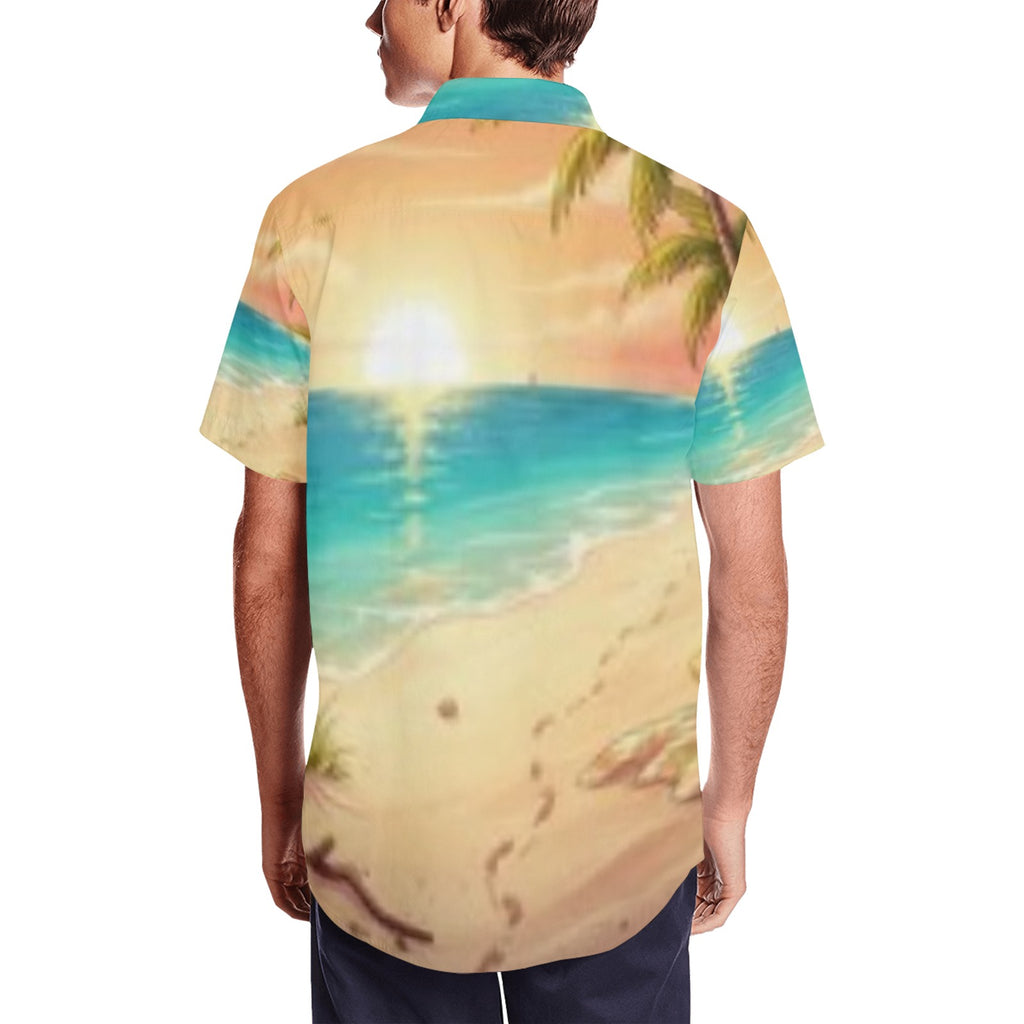 Sunshine Palm Beach Men's Short Sleeve Shirt With Lapel Collar (Model T54)