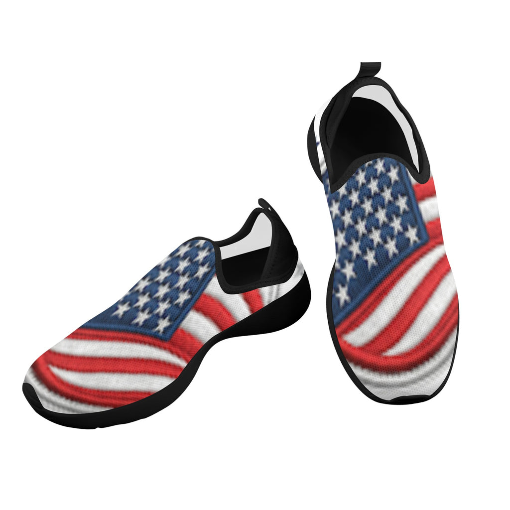 USA Flag Fly Weave Sneakers Drop-in-Heel for Women(Model 02002)