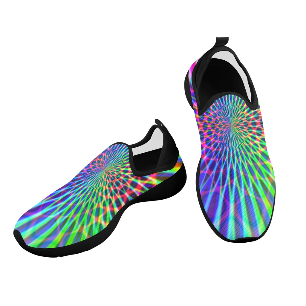 Colorful Dazzling Design Fly Weave Sneakers Drop-in-Heel for Women(Model 02002)