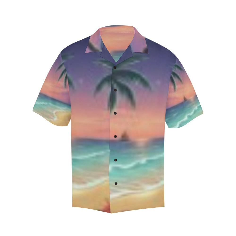 Sunset  Beach Men's Hawaiian Shirt (Model T58)