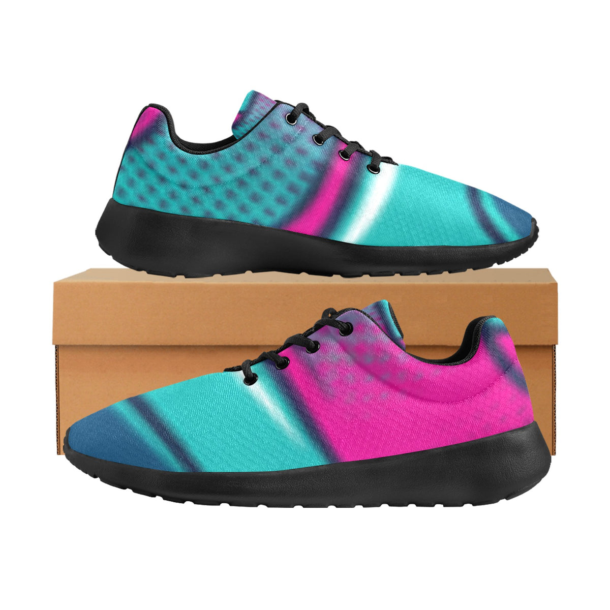 Women's All-Over Print Athletic Sneakers –  (Black)