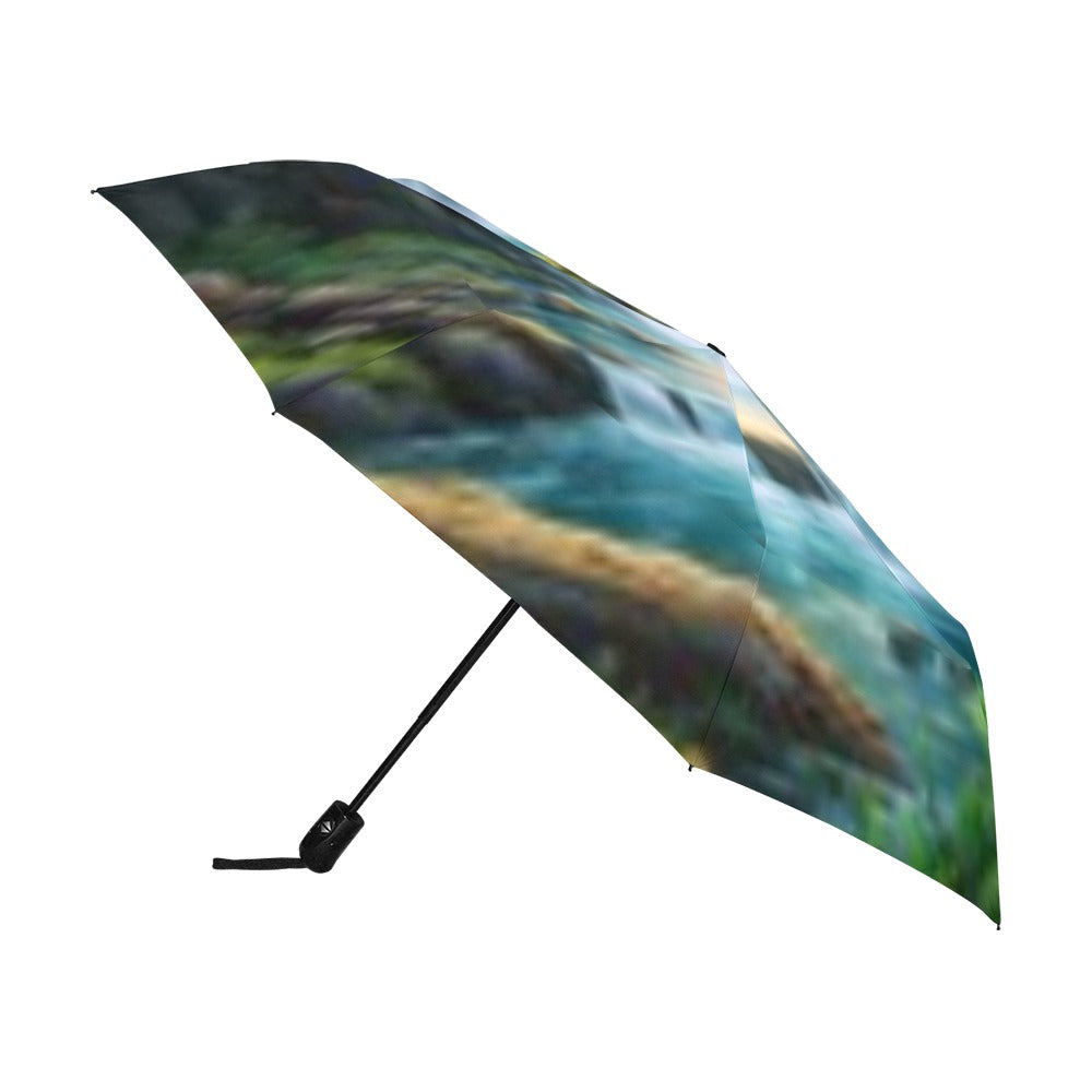 Sunset Waterfall Anti-UV Auto-Foldable Umbrella (Model U09)