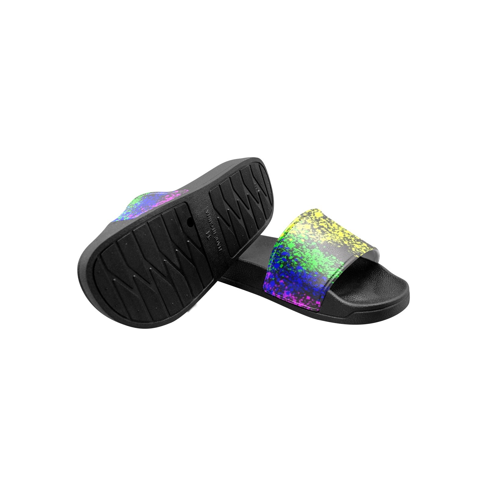 Kids Abstract Rainbow Art Slide Sandals(Model 057)