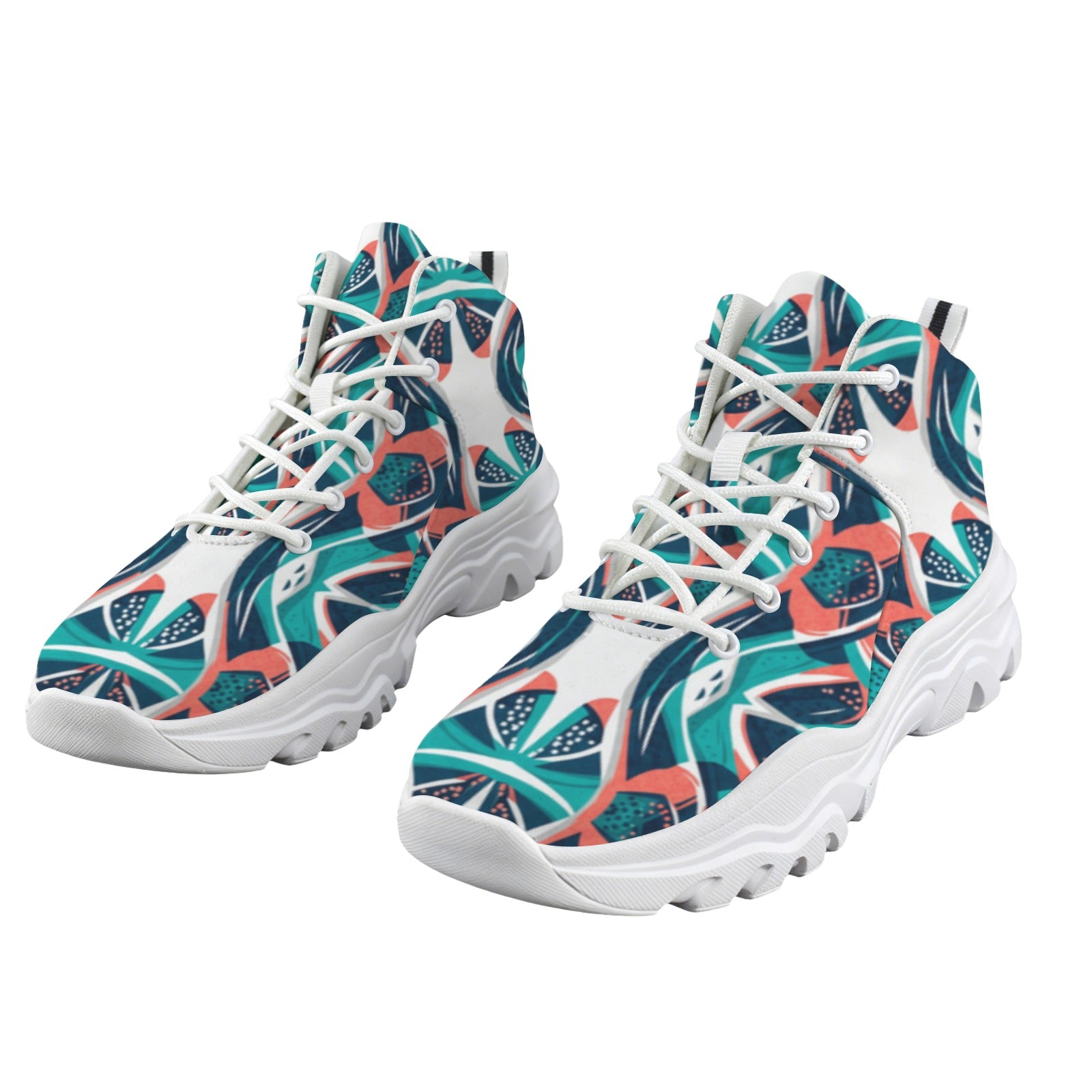 Tropical Mosaic Women's High-Top Outdoor Chunky Sneakers