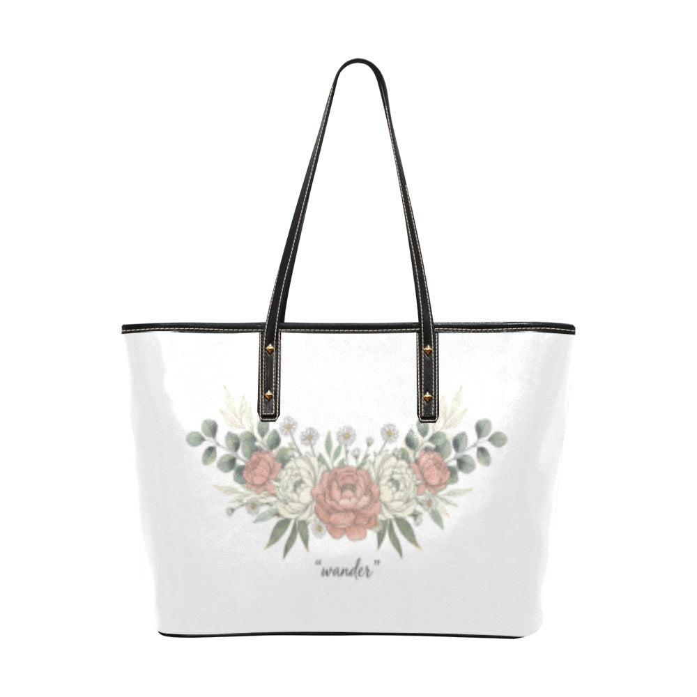 Wander Flowery PU Leather Tote Hand Bag (Model1709)