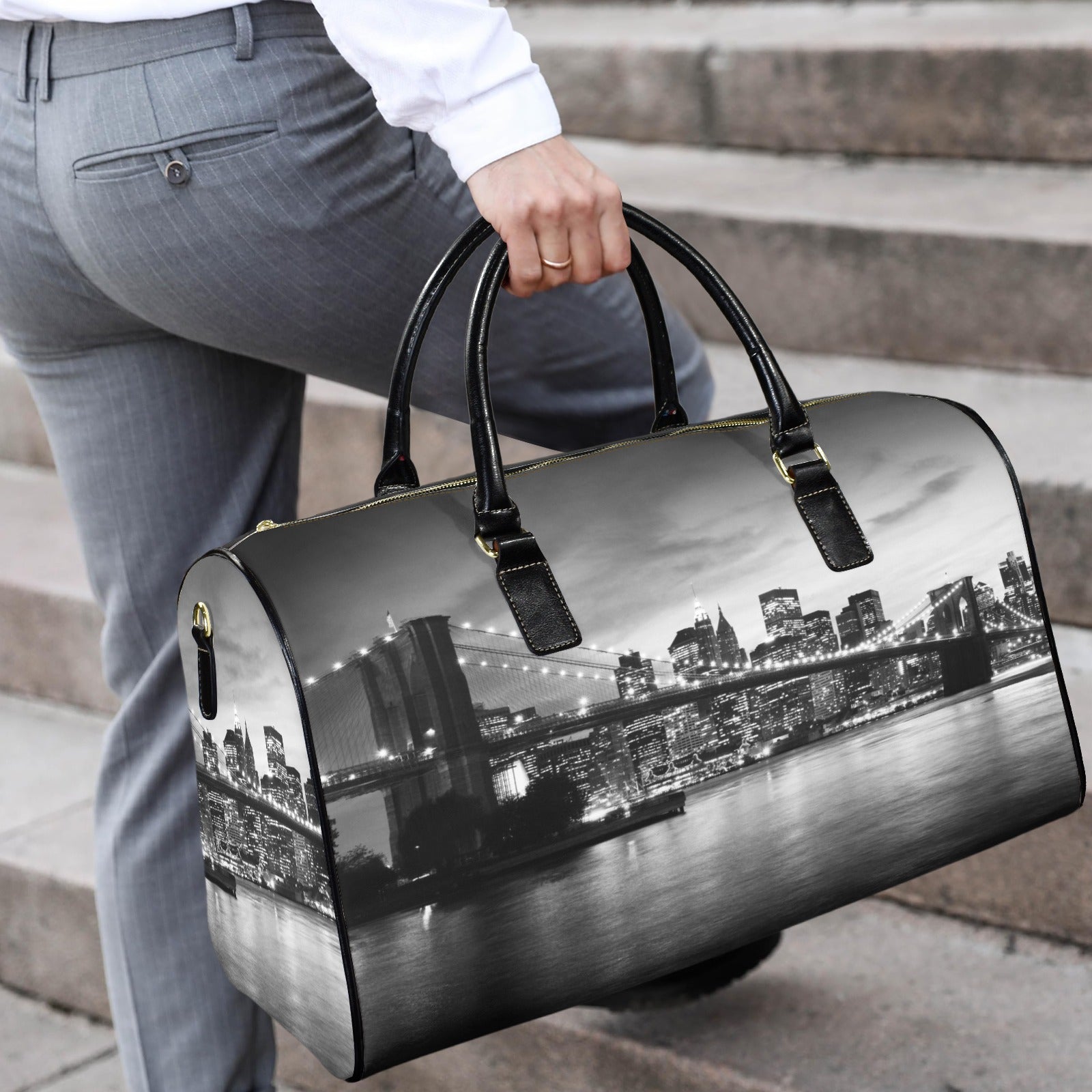 Amazing New York Cityscape - Custom Travel Bag-Large (Black Short Patch)(Model 1735)