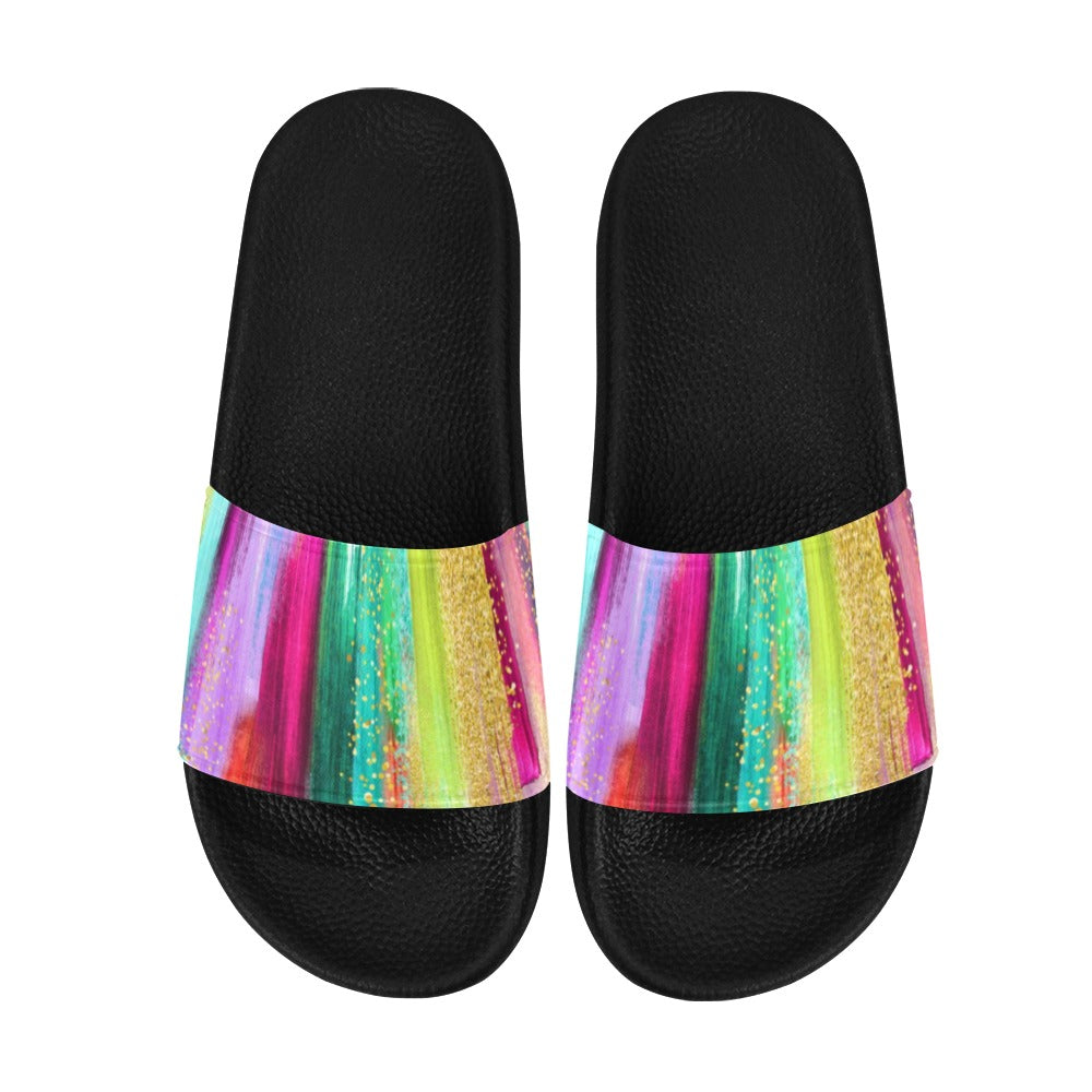 Women's Abstract Colorful Art Slide Sandals(Model 057)