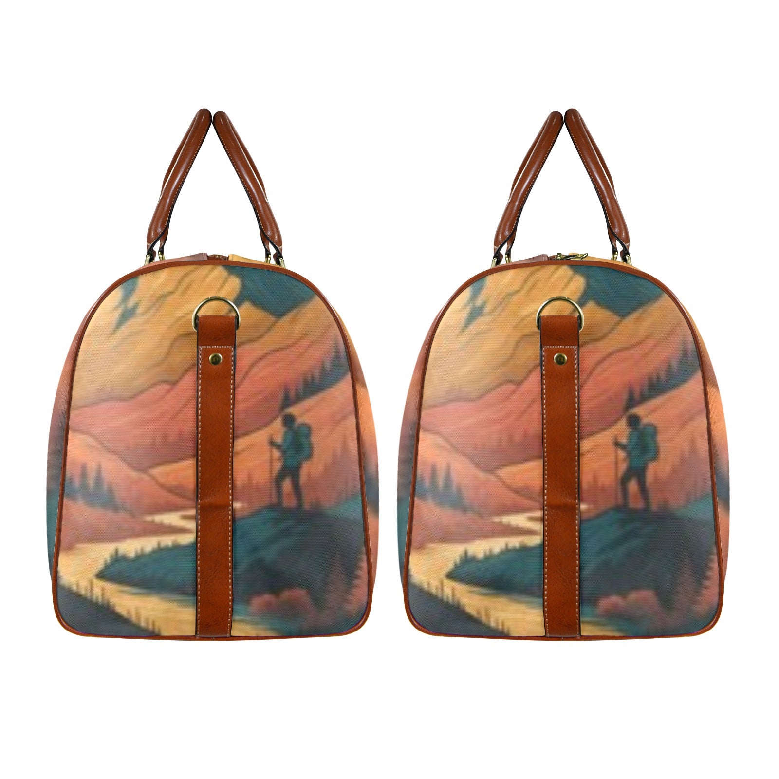 Geometric Arrow Burst Custom Travel Bag-Large (Brown Long Patch) (Model 1736)
