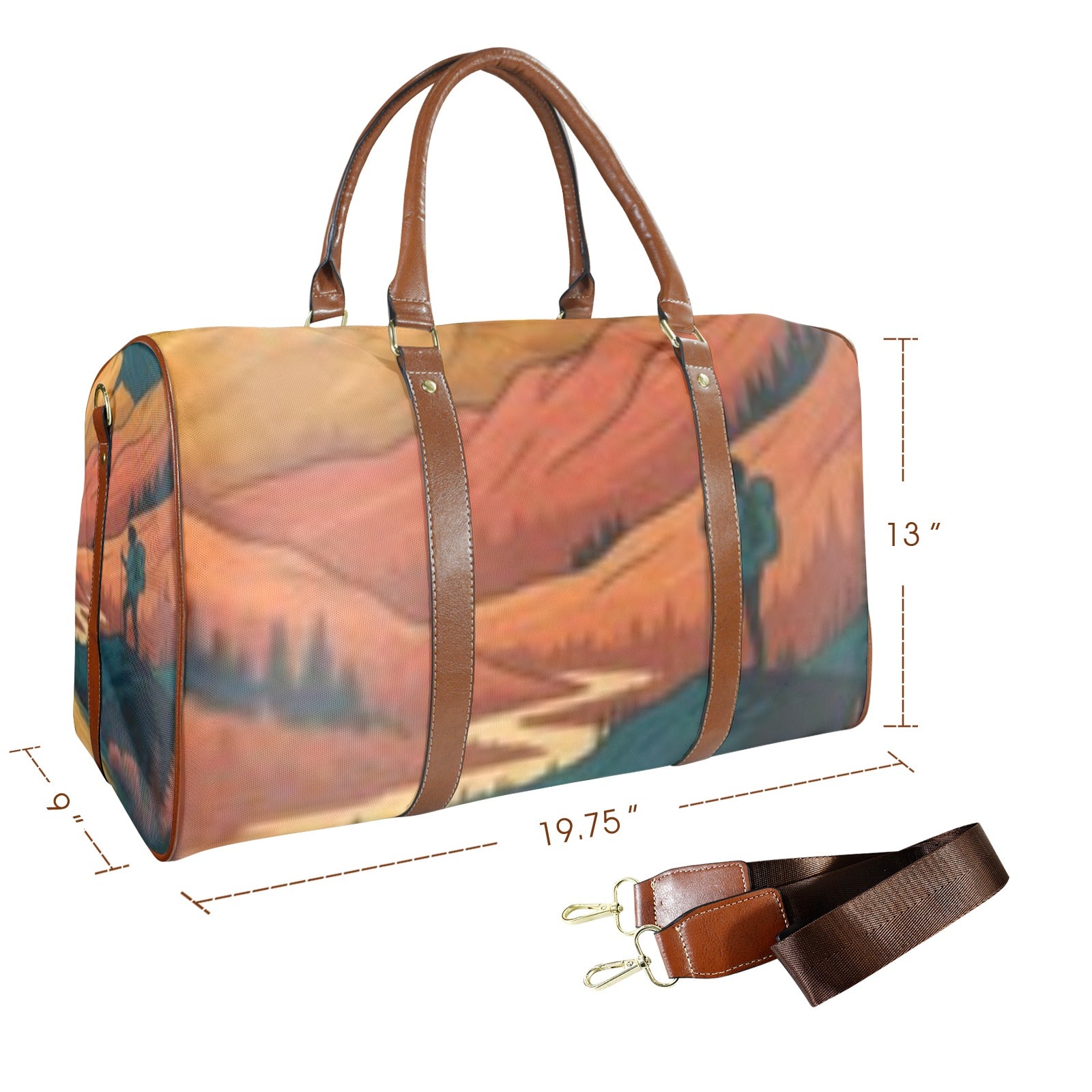 Geometric Arrow Burst Custom Travel Bag-Large (Brown Long Patch) (Model 1736)