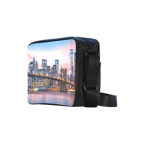 Brooklyn Bridge at and the Lower Manhattan Skyline Classic Cross-body Nylon Bags (Model 1632)