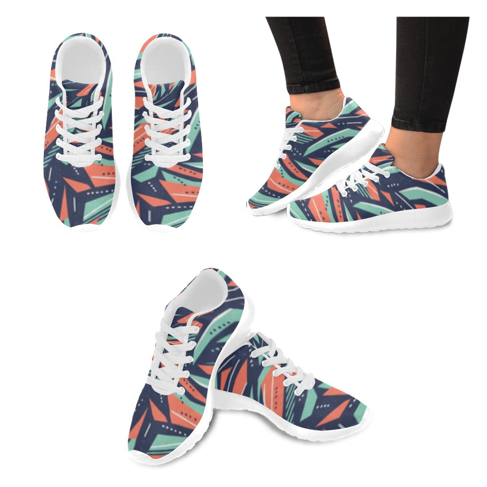 Vibrant Abstract Pattern Women's Lightweight Sneakers –  (White)
