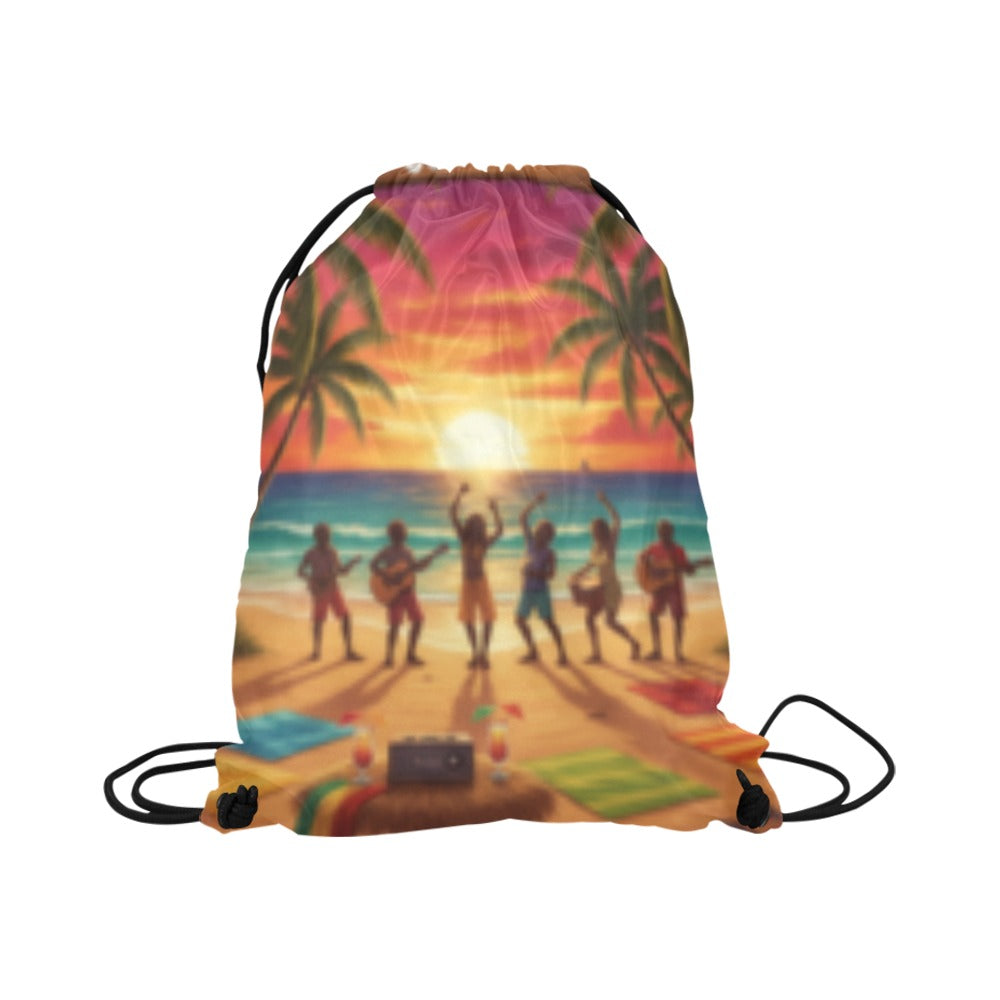 Reggae Beach Drawstring Bag (Model 1604) (Large)