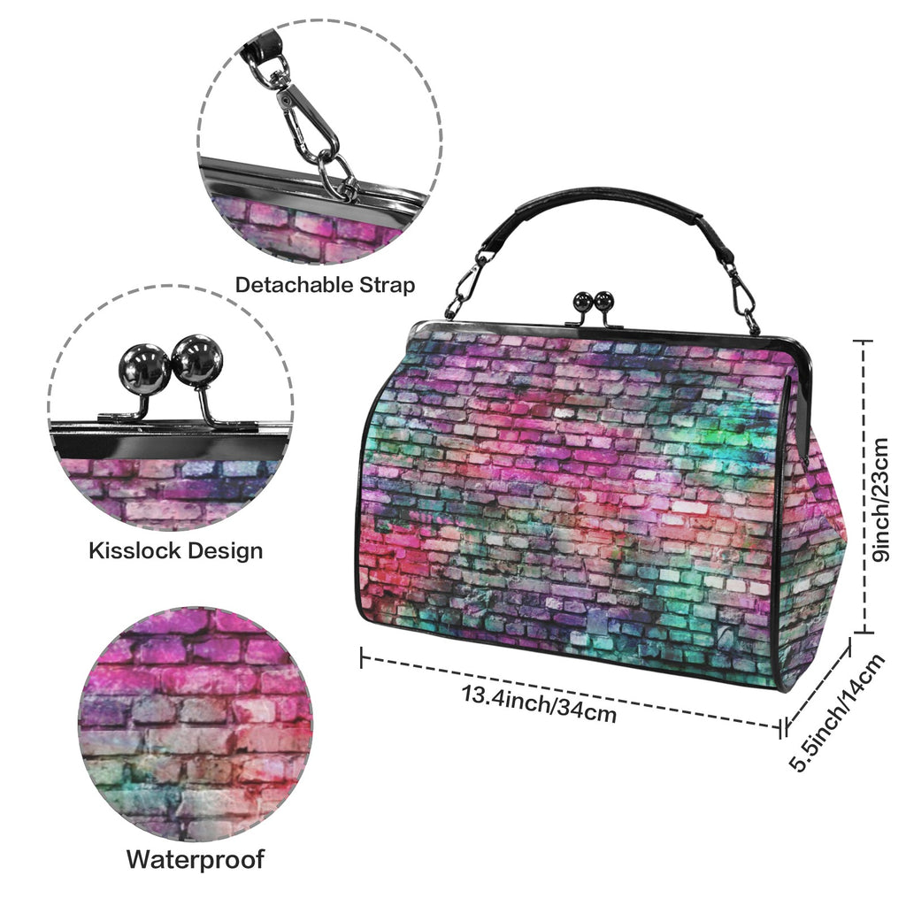 Colorful Brickwall  Kisslock Crossbody Shoulder Hand Bag-Large (Model 1752)