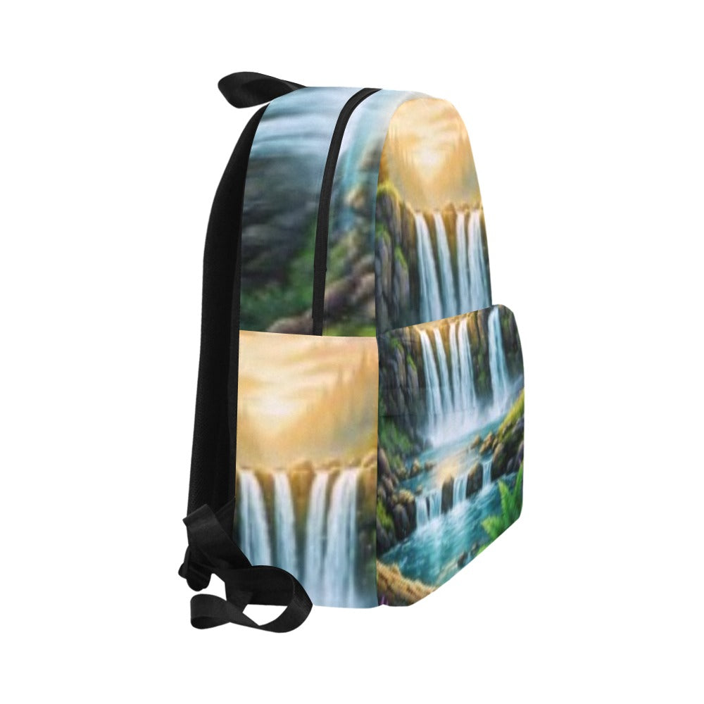 Sunset Waterfall Unisex Nylon Backpack (Model 1673)
