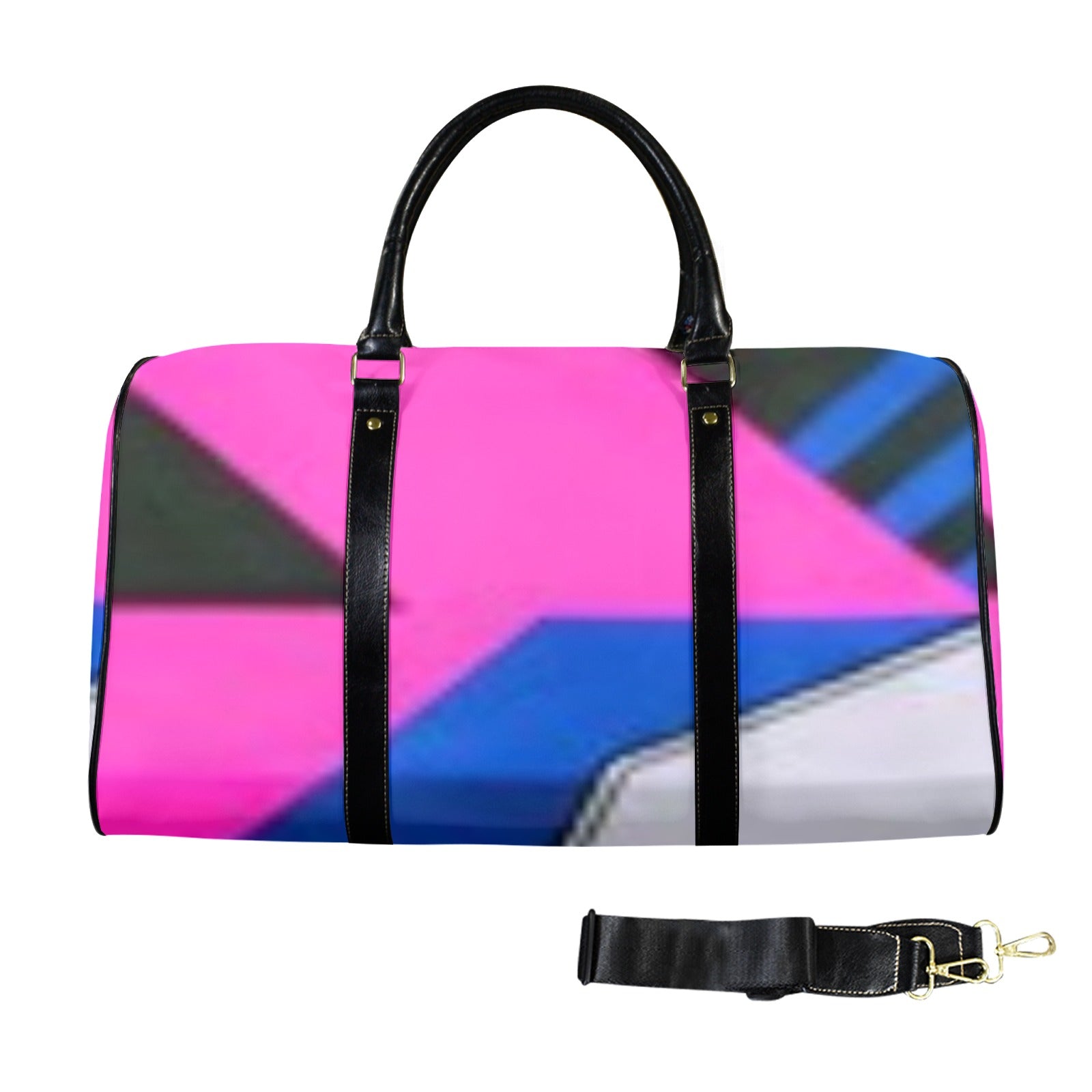 Large Multi-Color Custom Travel Bag-Large (Black Long Patch)(Model 1734)