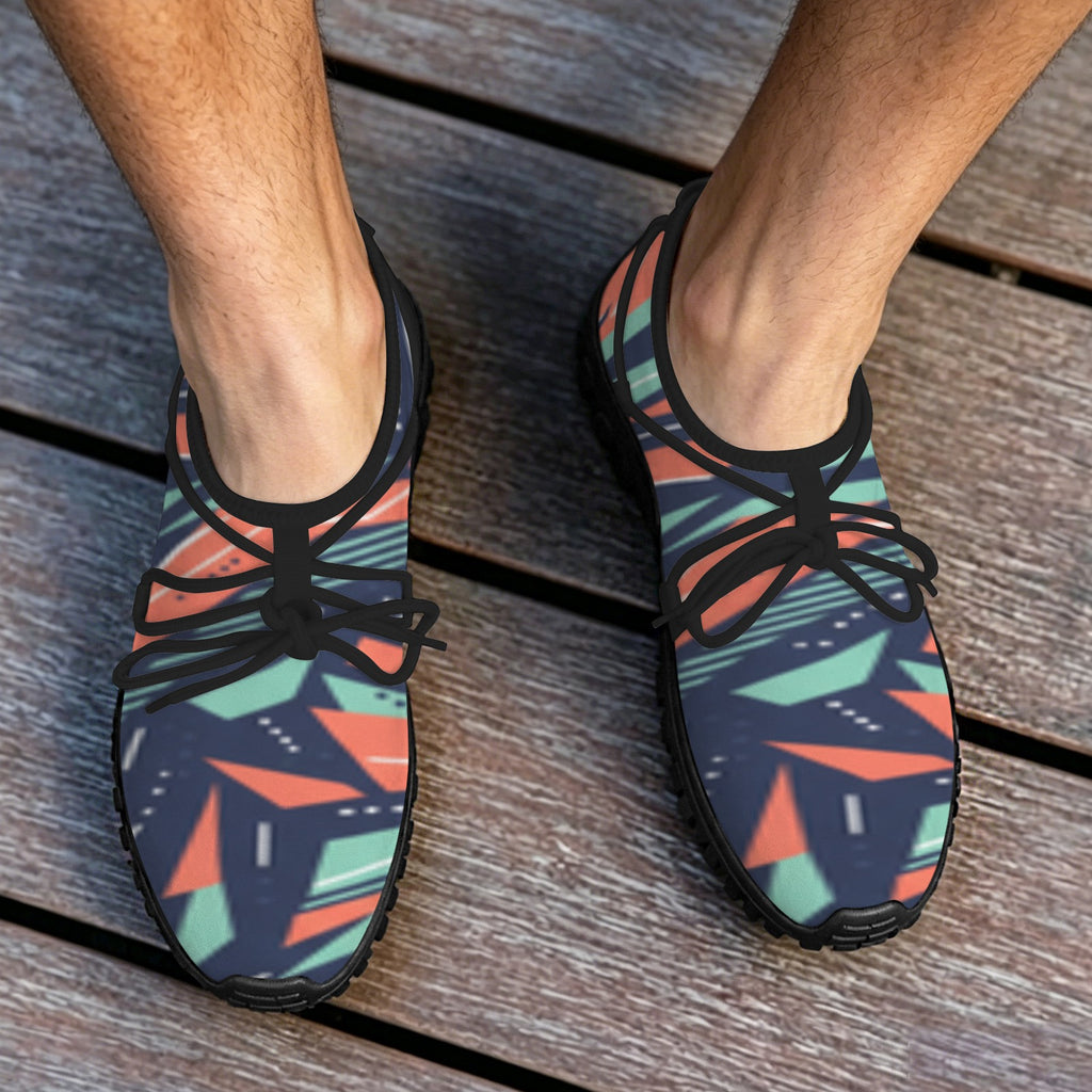 Men's Custom Print Fitness Shoes with Shoelaces –  (Black)